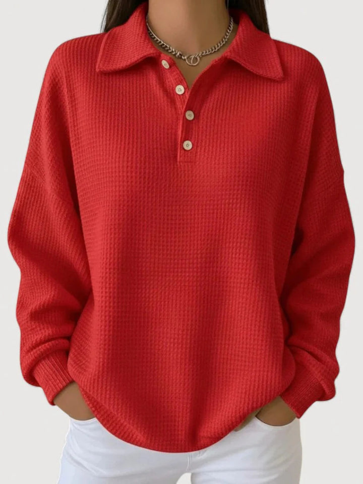Damen Lässiges Waffel-Pullover
