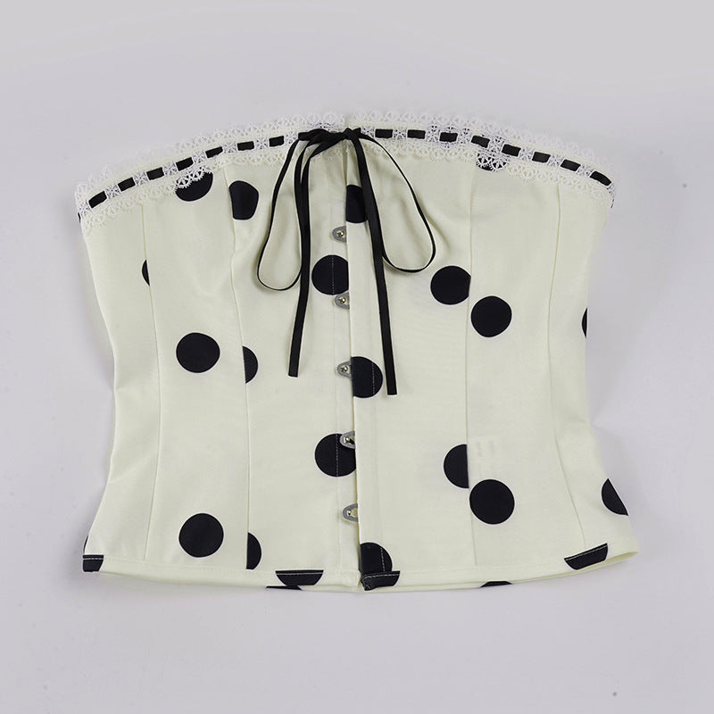 Damen Oberteil mit trägerlosem Design und verspieltem Polka-Dot-Muster Drune
