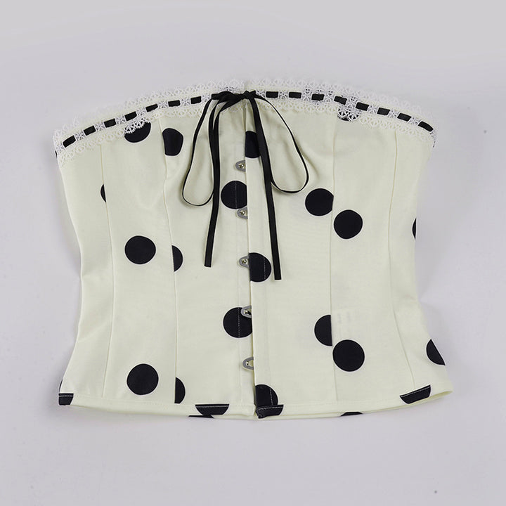 Damen Oberteil mit trägerlosem Design und verspieltem Polka-Dot-Muster Drune