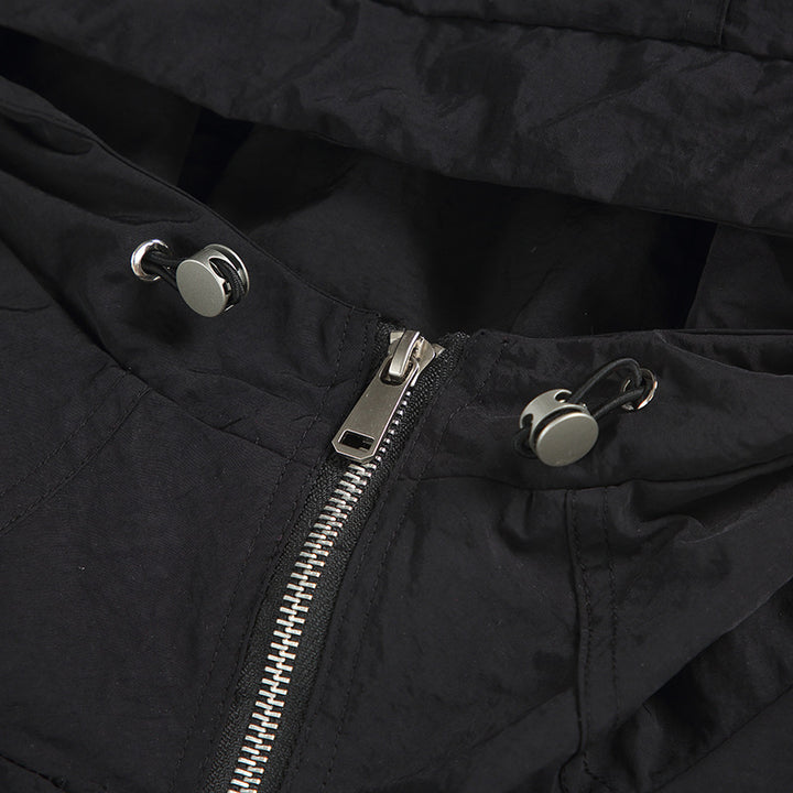 Unisex Ultraleichte Packbare Kapuzenjacke im Boxy-Relax-Schnitt mit Zwei-Wege-Metallreißverschluss Drune