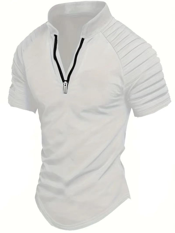 Herren sportliches Funktionsshirt mit halbem Reißverschluss und Rippdetails Drune