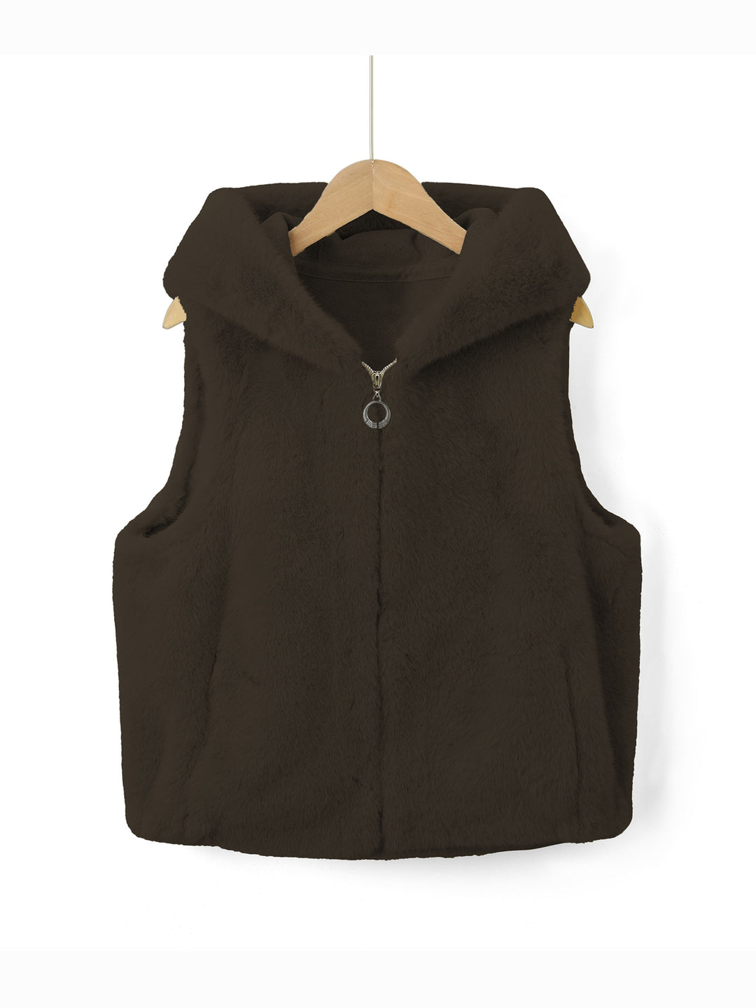 Damen Fleece-Weste mit Kapuze Drune