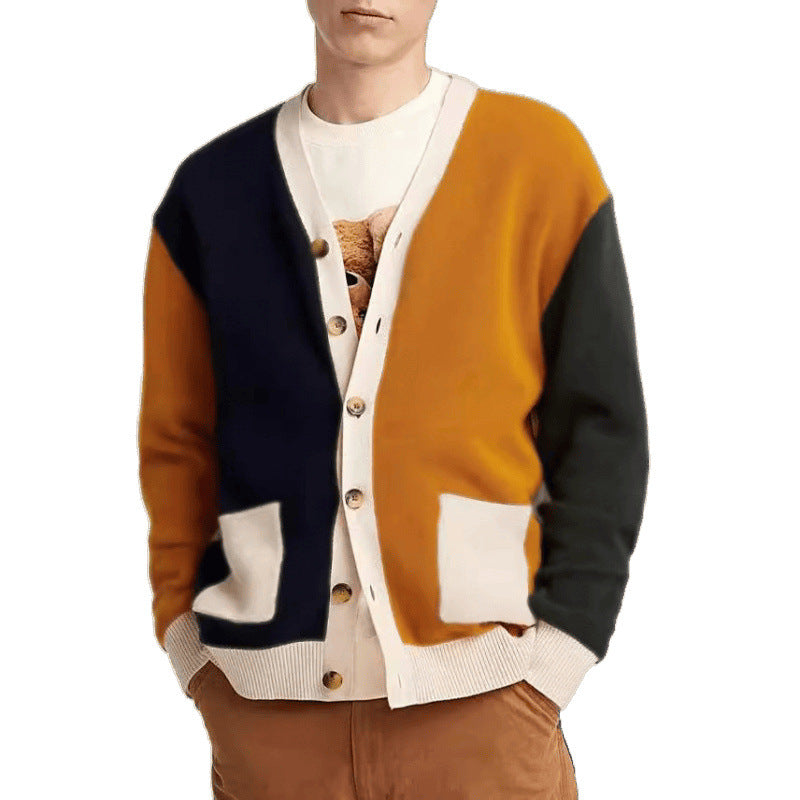 Herren Strickcardigan mit modernen Farbblock-Details und praktischen Taschen Drune
