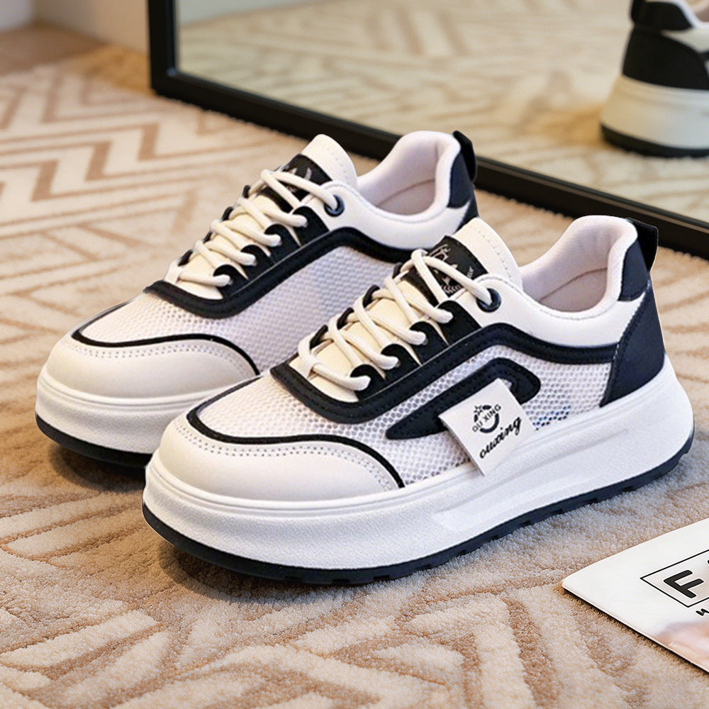 Damen nan leichte Plateausneaker mit atmungsaktivem Mesh-Obermaterial, gepolstertem Fersenkragen und stoßdämpfender EVA-Sohle Drune