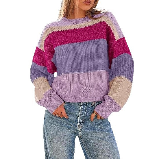 Damen Grobstrickpullover mit Farbblockdesign und oversized Schnitt Drune