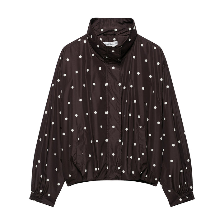 Damen Leichte wattierte Windjacke mit Stehkragen und Polka‑Dot‑Print Drune