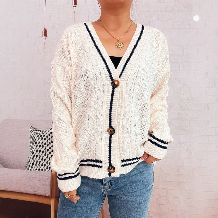Damen gemütliche Strickjacke mit Sternen-Applikationen und modernen Details Drune