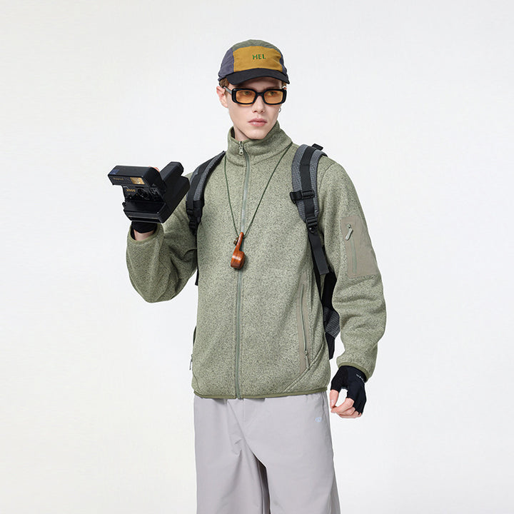 Herren Fleecejacke mit Stehkragen, verdecktem Zwei-Wege-Reißverschluss und wasserabweisenden Utility-Einsätzen Drune