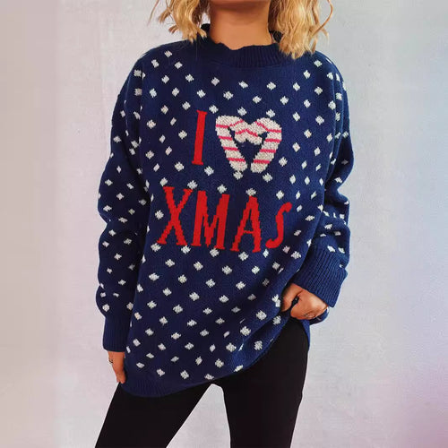 Damen Strickpullover mit festlichem Weihnachtsdesign und lockerer Passform Drune