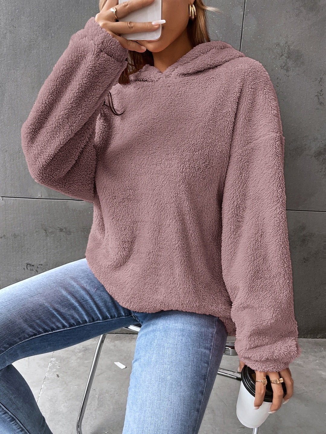 Damen Kuscheliger Hoodie mit Peter Pan Kragen Drune
