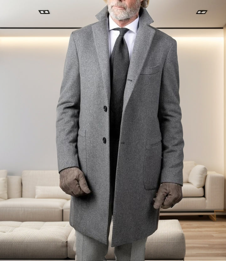 Herren eleganter Langmantel aus hochwertiger Wolle Drune