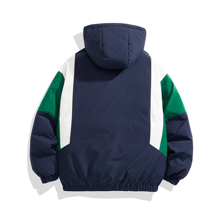 Unisex Kapuzen‑Steppjacke im Colorblock‑Look mit elastischem Saum, Kängurutaschen & leichtem Thermofutter Drune