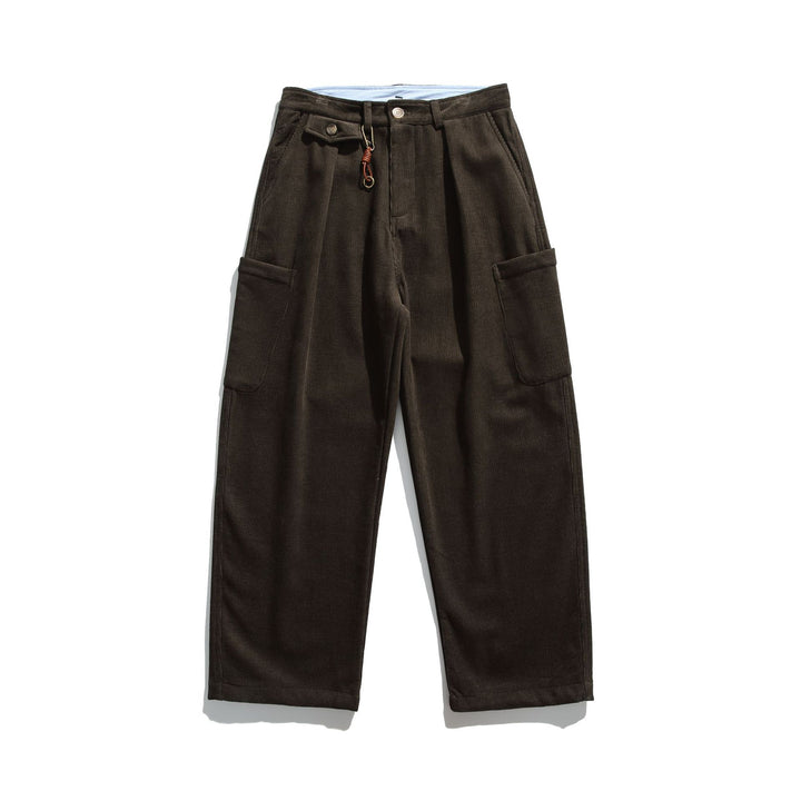 Herren Cord‑Cargo‑Hose mit hoher Taille, weitem Bein und aufgesetzten Pattentaschen Drune