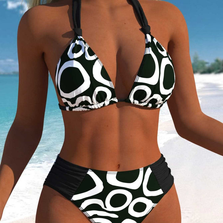 Damen Bikini-Set mit modernem grafischen Muster und hohem Schnitt Drune