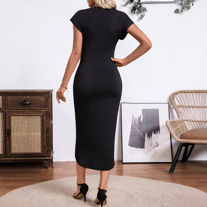 Damen modisches Wickelkleid mit großzügigem Schlitz Drune