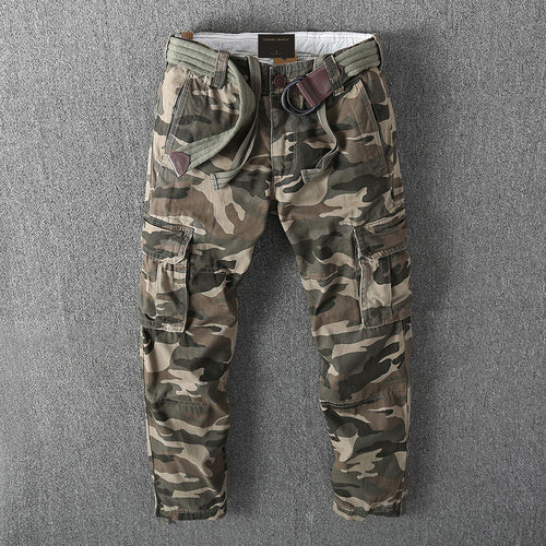 Herren Cargohose mit mehreren Taschen, verstellbaren Beinabschlüssen und Gürtel Drune