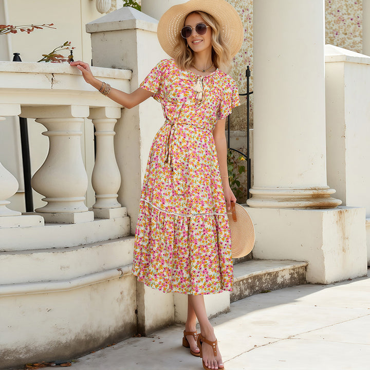 Damen Sommerliches Freizeitkleid mit Rüschendetails Drune