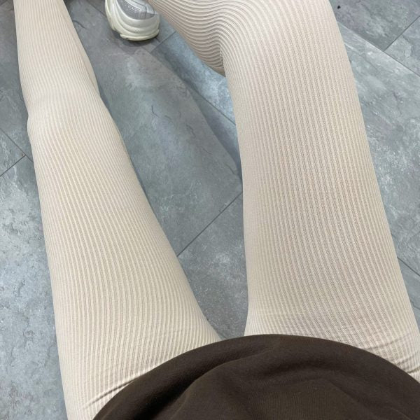 Damen Hochwertige Leggings im Rippdesign mit hohem Bund Drune