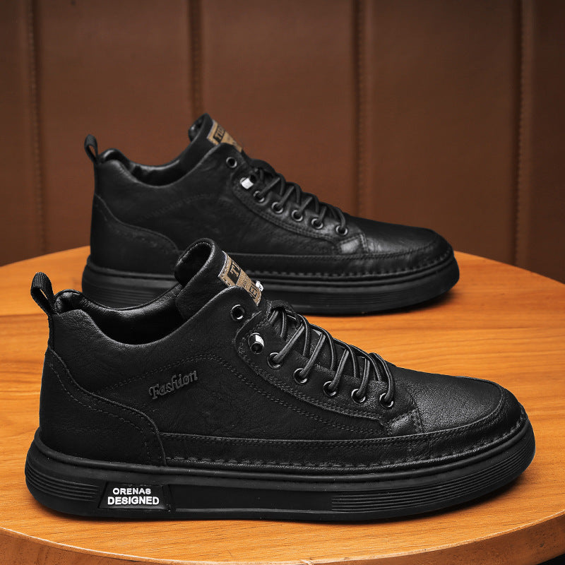 Damen modische High-Top Sneakers mit hochwertigem Lederobermaterial Drune