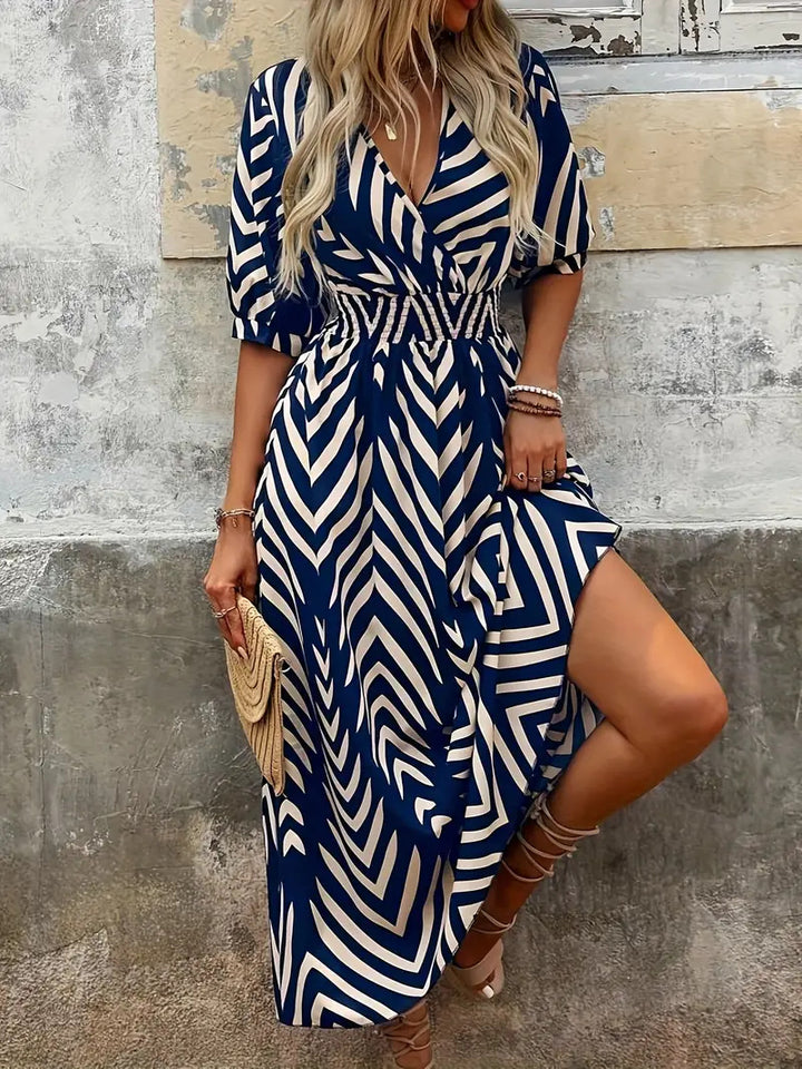 Damen Maxikleid mit modernem Zickzackmuster Drune