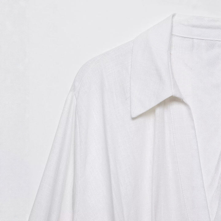Damen Oversize-Bluse mit weitem Schnitt, tiefem V‑Ausschnitt und elastischem Saum Drune