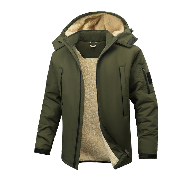 Herren  isolierte sherpa-gefütterte Parka mit Kapuze und Reißverschluss sowie Utility-Ärmeltasche Drune