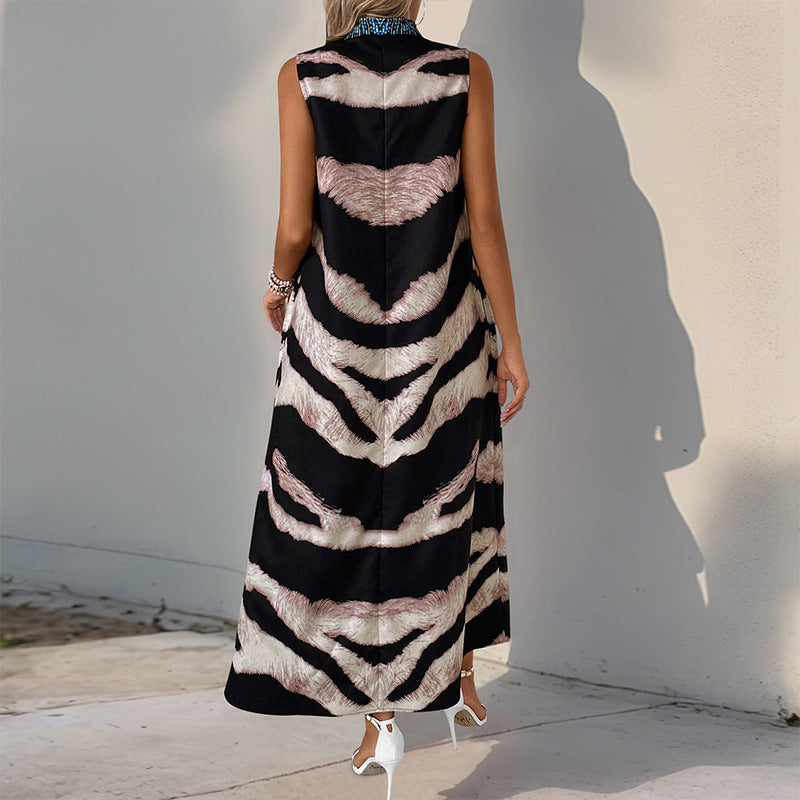 Damen Maxikleid mit kunstvoller Applikation und modernem Tiermuster Drune