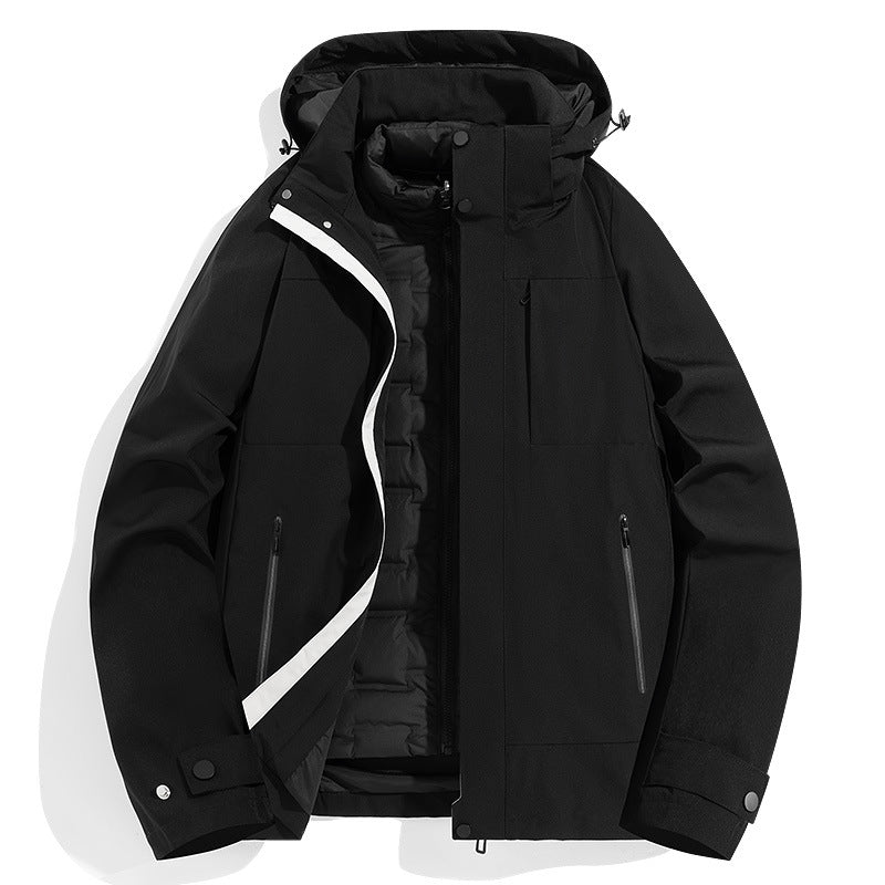 Herren Wind- und Thermoparka mit abnehmbarer Steppinnenjacke und Kapuze Drune