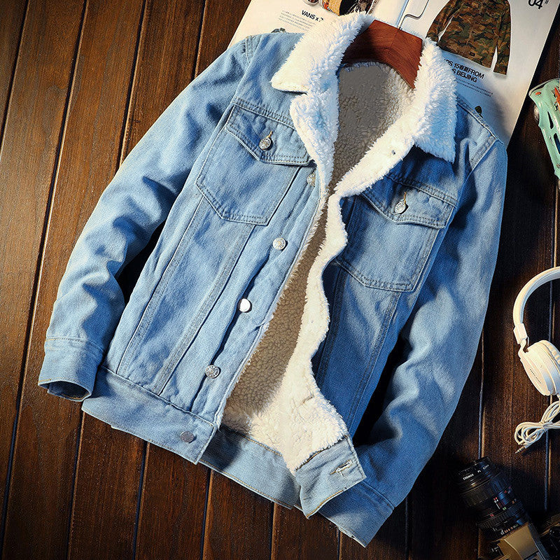 Herren Denimjacke mit warmem Teddyfutter Drune