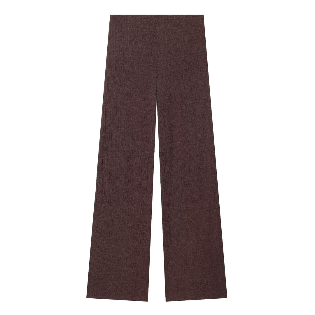 Damen Hochbundhose mit weitem Schnitt und lässiger Textur Drune
