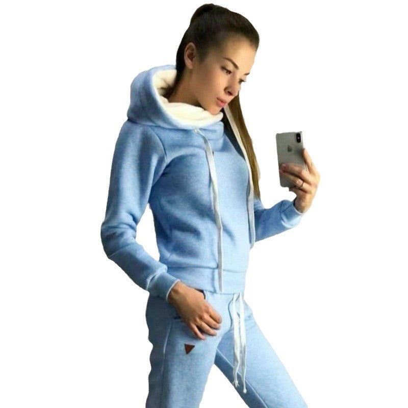 Damen Sportliches Hoodie-Set mit bequemer Passform und elastischen Hosen Drune