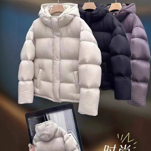 Damen Stilvolle Daunenjacke mit Kapuze Drune