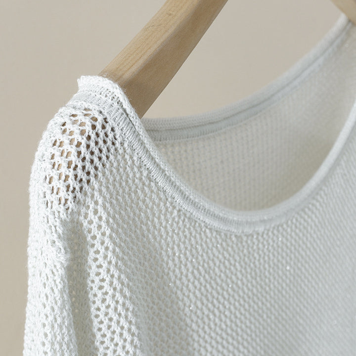 Damen Lockerer Feinstrick-Pullover mit U-Boot-Ausschnitt und Waffelstruktur Drune