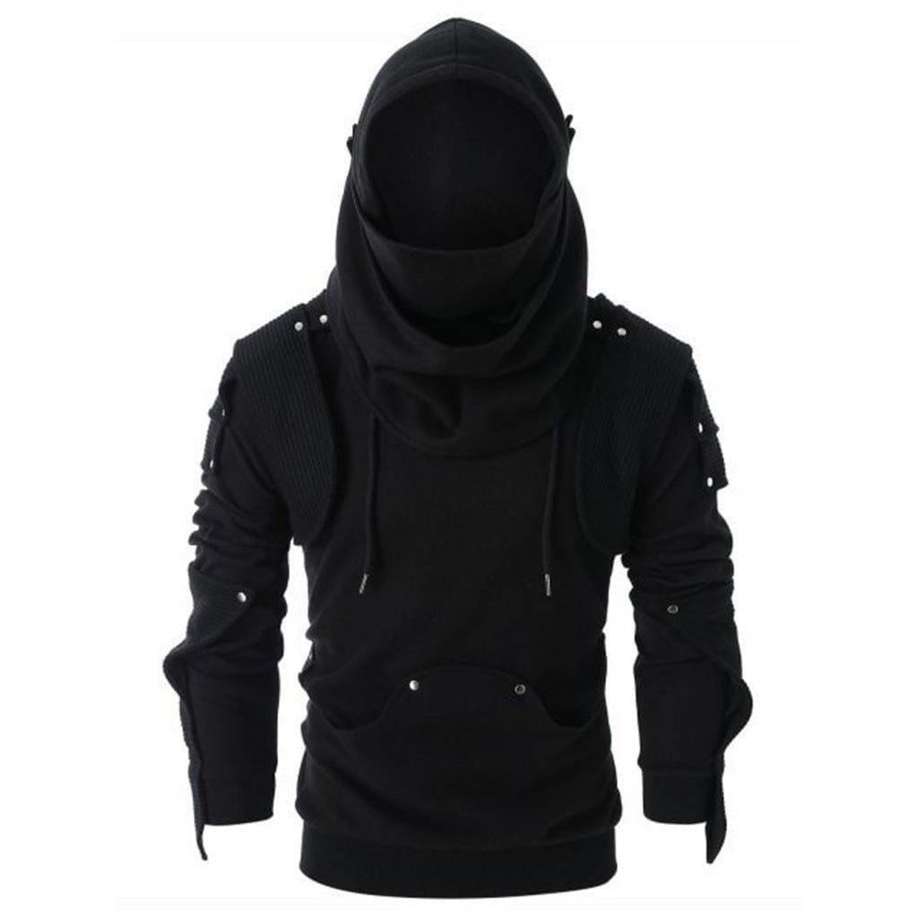 Herren stylischer Hoodie mit innovativem Kragen und praktischen Taschen Drune