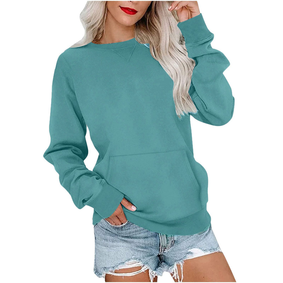 Damen Lockeres Sweatshirt mit Rundhalsausschnitt und Kängurutasche Drune