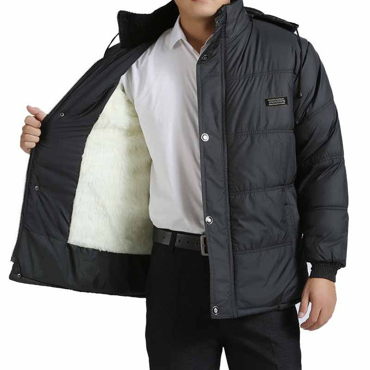 Herren modische Steppjacke mit kuscheligem Innenfutter und verstellbarem Kapuzenkragen Drune