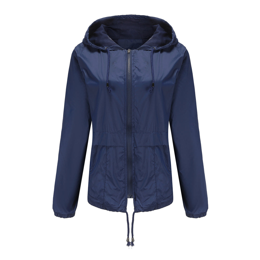 Damen nan leichte Windjacke mit Kapuze Mesh-Futter Kordelzug und Reißverschluss Drune