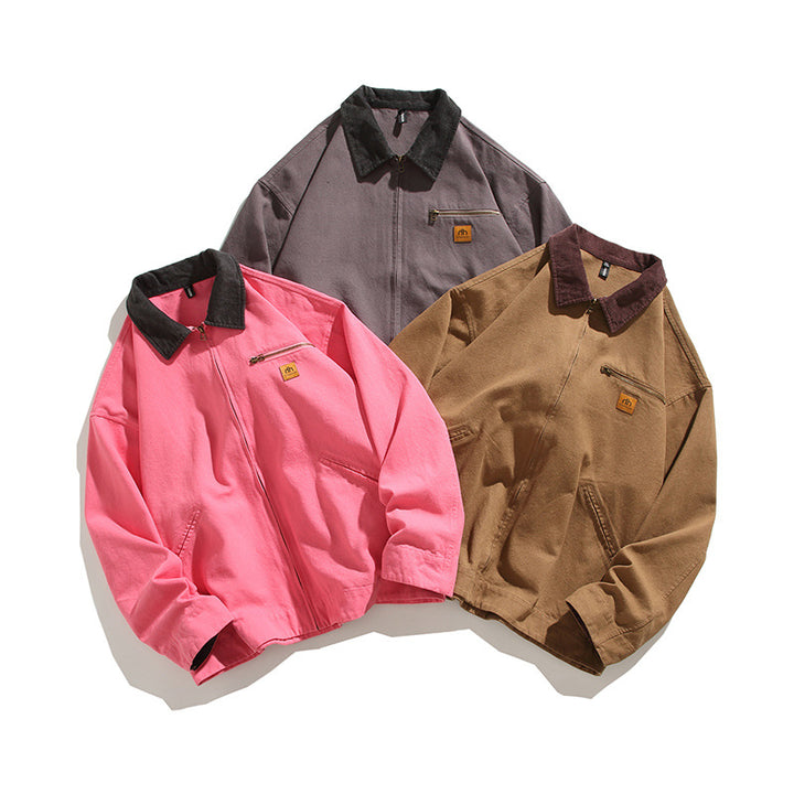 Herren robuste Freizeitjacke mit hohem Kragen und praktischen Taschen Drune