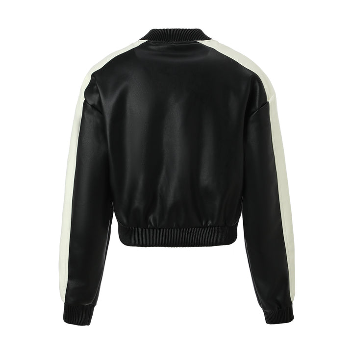 Damen Modische Kurzlederjacke mit College-Design Drune