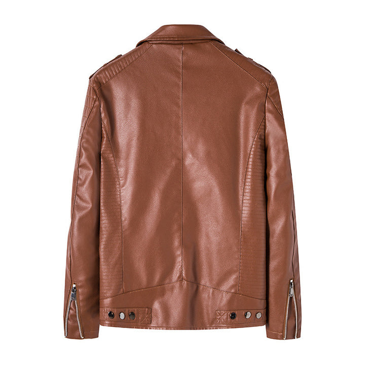 Herren Bikerjacke aus hochwertigem Kunstleder im Slim‑Fit mit schrägem Reißverschluss und gesteppter Schulterpartie Drune