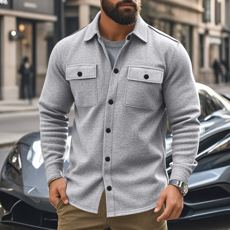 Herren Overhemdjacke mit zwei aufgesetzten Taschen und strukturiertem Stoff Drune