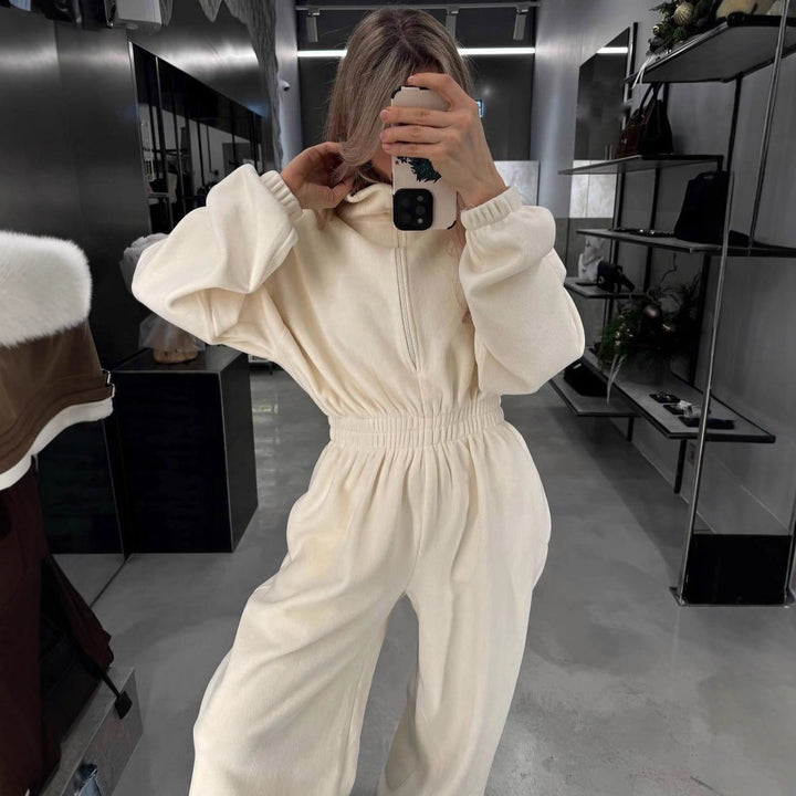 Damen Fleece-Jumpsuit mit hohem Kragen und praktischem Reißverschluss Drune