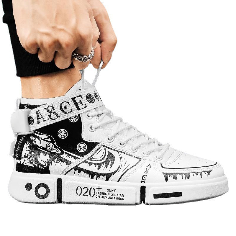 Herren High-Top Grafik-Sneaker mit Klettverschluss und auffälliger Plateausohle Drune