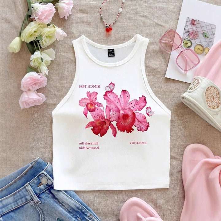 Damen ärmelloses Tanktop mit fröhlichem Kirschmotiv Drune