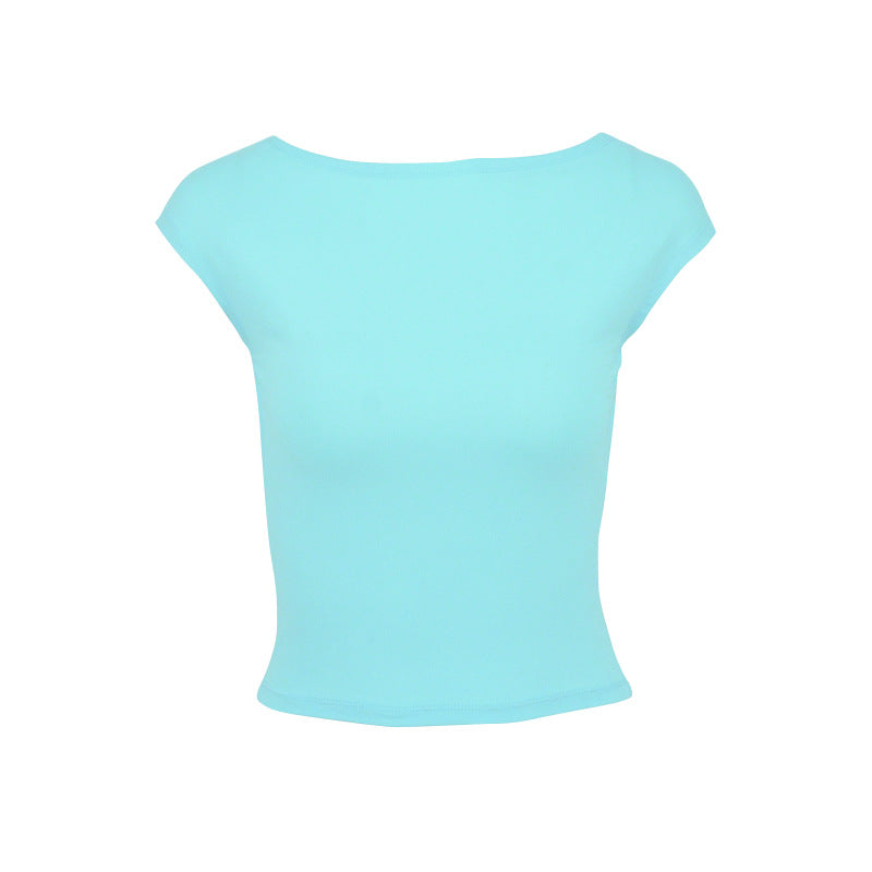 Damen Crop-Top mit weitem Ausschnitt und figurbetonter Passform Drune