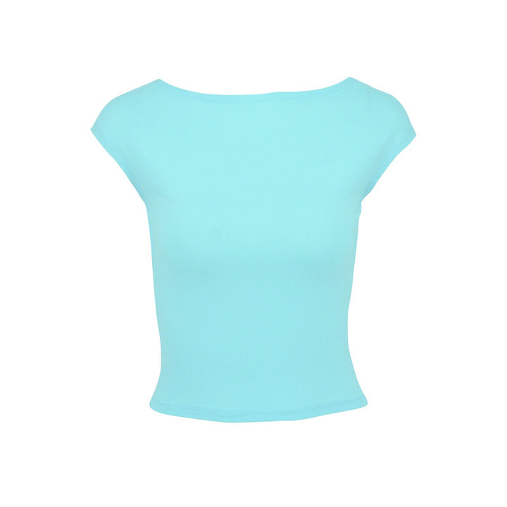 Damen Crop-Top mit weitem Ausschnitt und figurbetonter Passform Drune