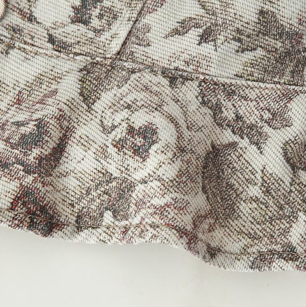 Damen Taillierte Jacquard-Jacke mit Stehkragen und Schößchen Drune