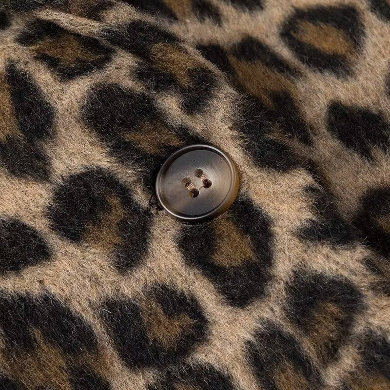 Damen Oversize‑Blazer im Leopardenprint mit Reverskragen und Pattentaschen Drune
