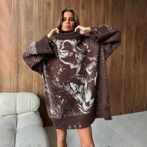 Damen Oversized Pullover mit kreativen Farbverlauf Drune