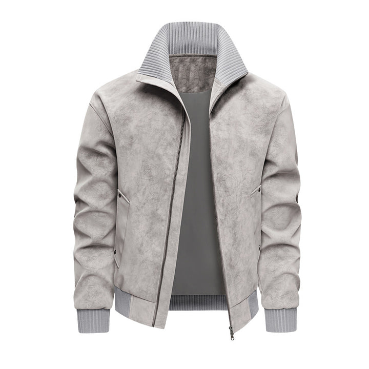 Herren Velours‑Imitat Bomberjacke mit Stehkragen, Thermofutter & Reißverschluss Drune